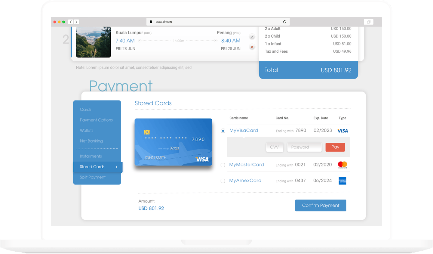 Voyage stored card enabling to register new card and reuse it afterwards with single sign on across all channels, enabling one-click payment