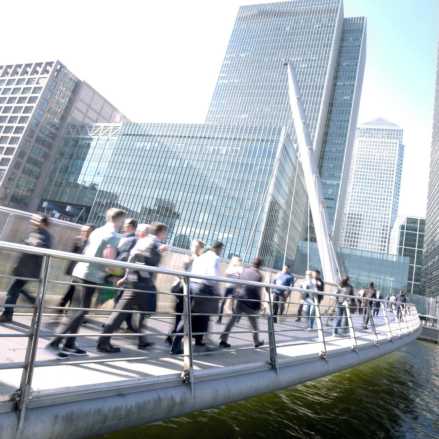 People in the financial district in London