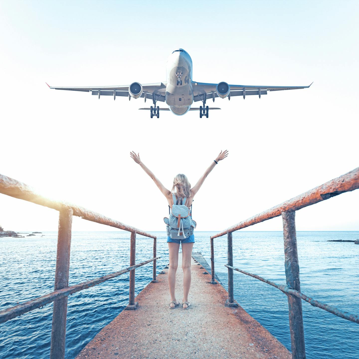 Traveler welcoming a new airline