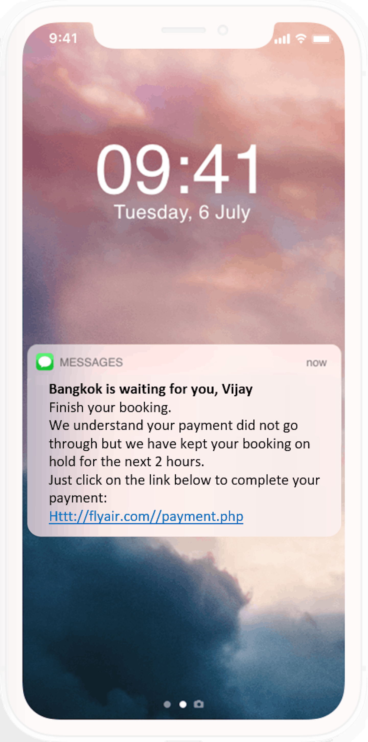 Velocity pay-by-link availabel by in app notification, emal and SMS